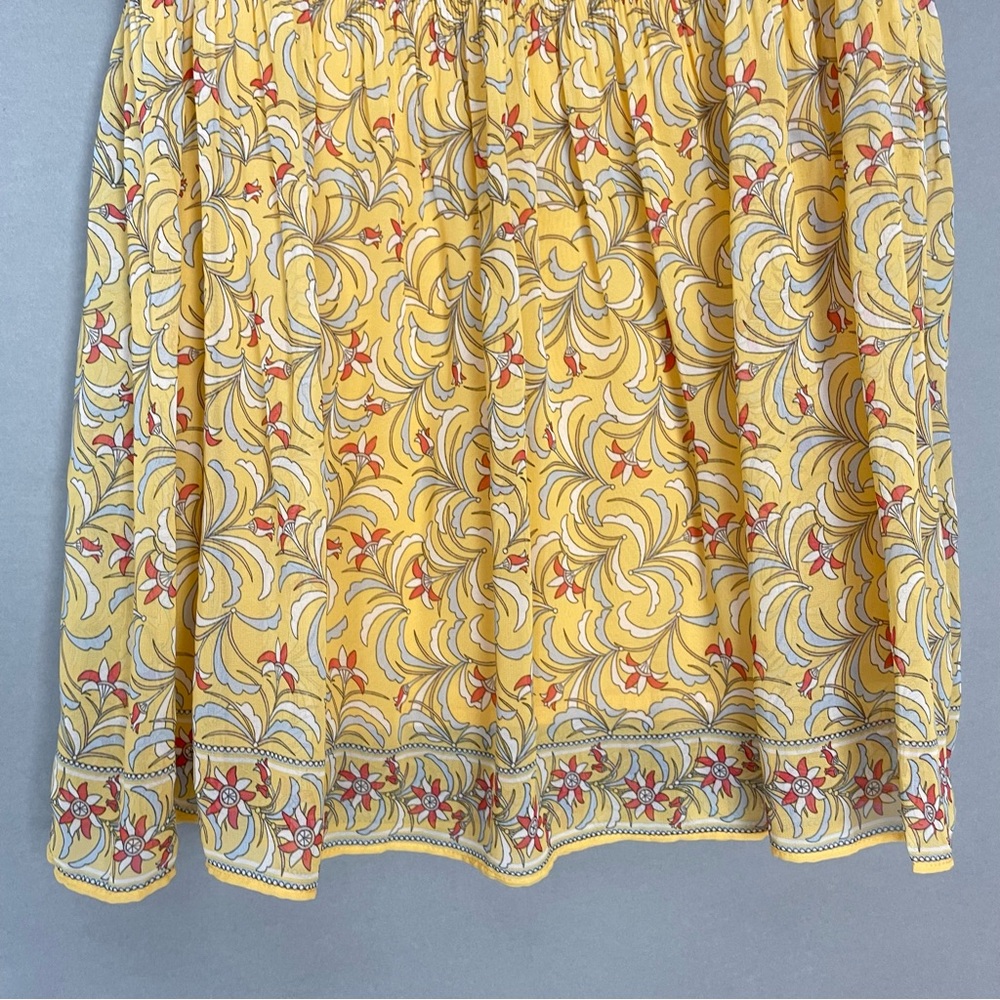 Max Studio Skirt Yellow Floral Chiffon Smocked Shirred Spring‎ Flirty Lined Gray - Picture 5 of 13
